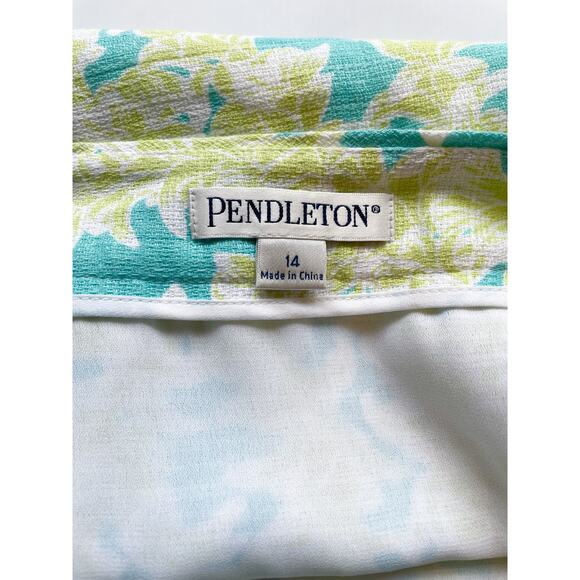 Women's Vintage Pendleton Linen Blend Aqua and Lime Green Skirt Size 14 - Picture 6 of 8
